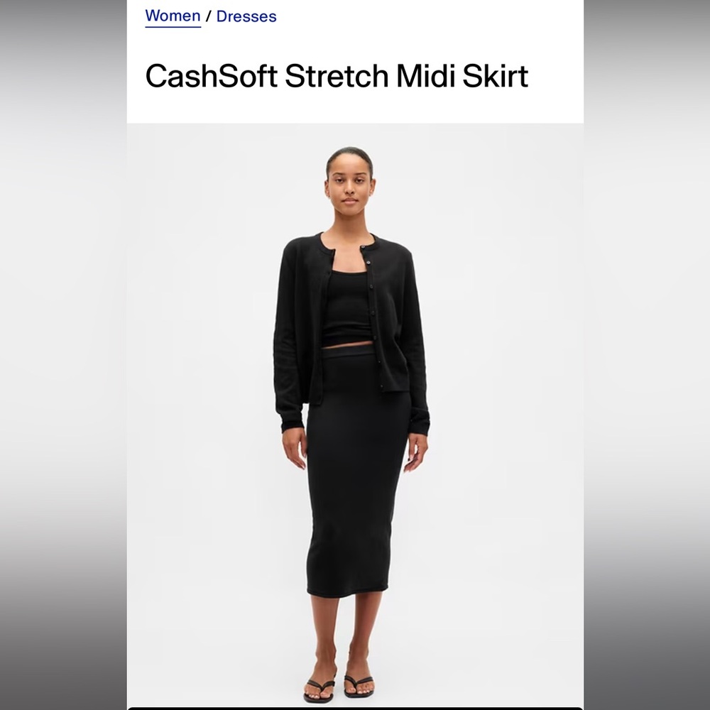 NWT Cashsoft Stretch Midi Skirt - Size Small